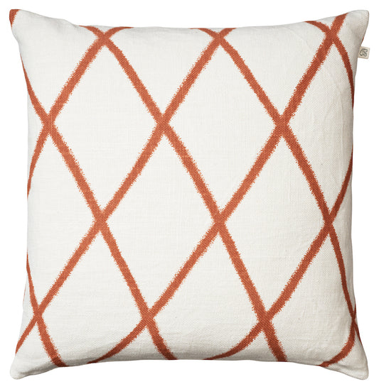 Ikat Orissa Off White/Orange Linen Cushion