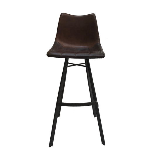 Brown Leather Bar Stool Front