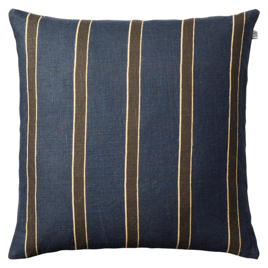 Striped Kamala Blue/Brown Linen Cushion