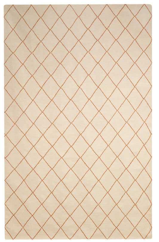 Dhurry Wool Diamond Off White/Orange Rug (185 x 280cm)